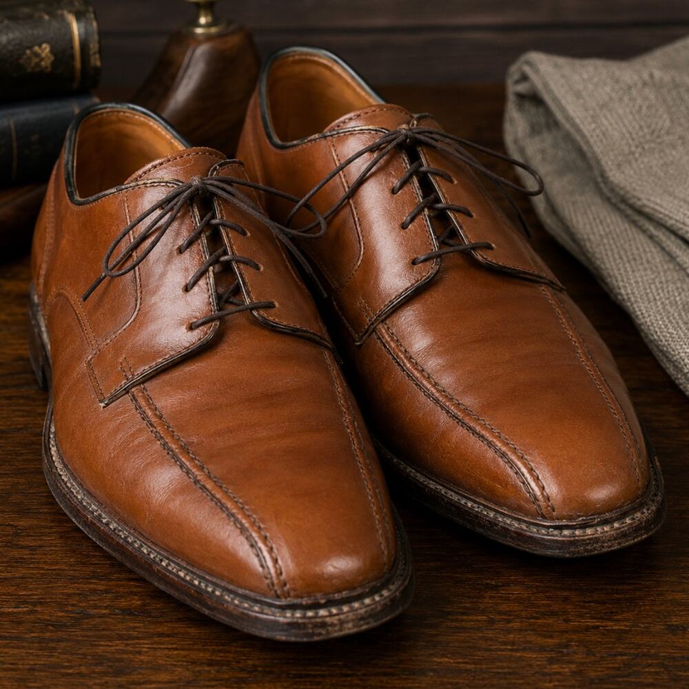 Allen Edmonds Hillcrest Walnut Leather Bicycle Toe Derby Shoes USA Mens 10 C